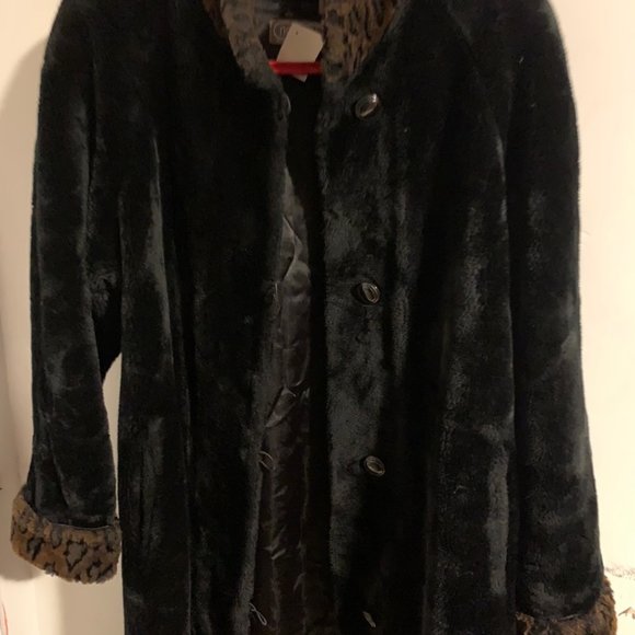 Womens Faux Fur Full Length Coat - Picture 2 of 2